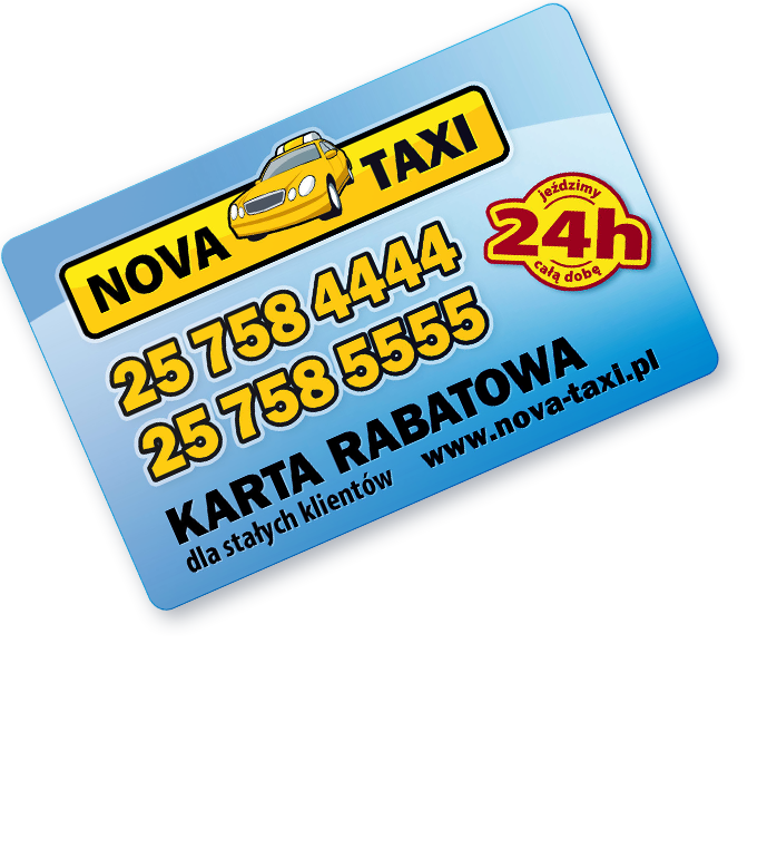 Nova Taxi - Taxi Minsk - karta rabatowa przod